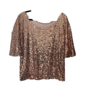 Pink bell sleeved sequined to. Size medium